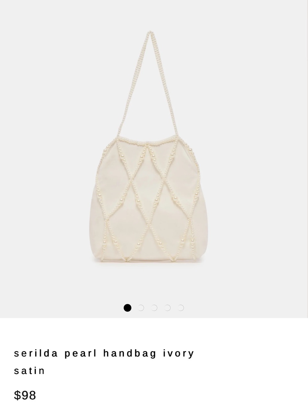 Dolce Vita Serilda pearl handbag ivory satin - Picture 2 of 3